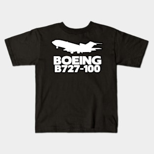 Boeing B727-100 Silhouette Print (White) Kids T-Shirt